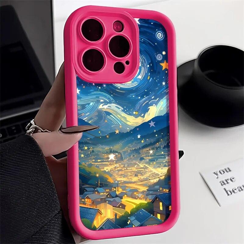 Landscape Phone Case For iPhone 14 Pro Max Case iPhone 11 12 13 15 Pro Max XR XS X 7 8 Plus SE 2020 Gradient Watercolor Cover