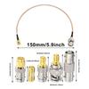 Premium 150mm For SMA Male to BNC Male Cable with 5 Piece Coaxial Adapter Set for Reliable Wireless Connections