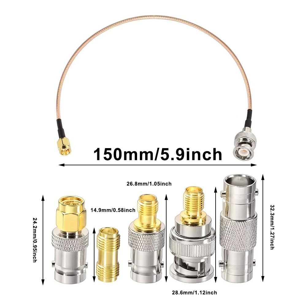 Premium 150mm For SMA Male to BNC Male Cable with 5 Piece Coaxial Adapter Set for Reliable Wireless Connections