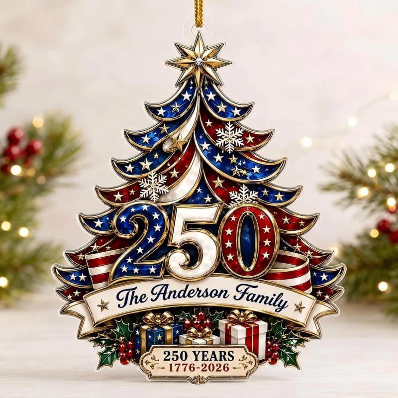 Patriotic Theme Acrylic Christmas Ornaments for the 250th U.S. Anniversary