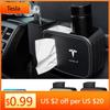 Car Sticker Tesla Car Multi-Functional Trash Can Cup Holder 2-In-1 Seat Back Hanging For Tesla Model 3 Y S X 2021 Roadster Cyber