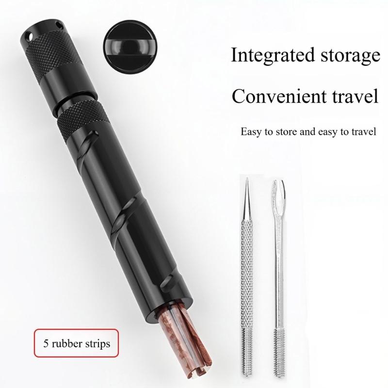 Bike Tubeless Tyre Repair Kits Portable Bicycles Tire Tool with Rubber Strips for Road Mountain Bicycles Tyre Repair