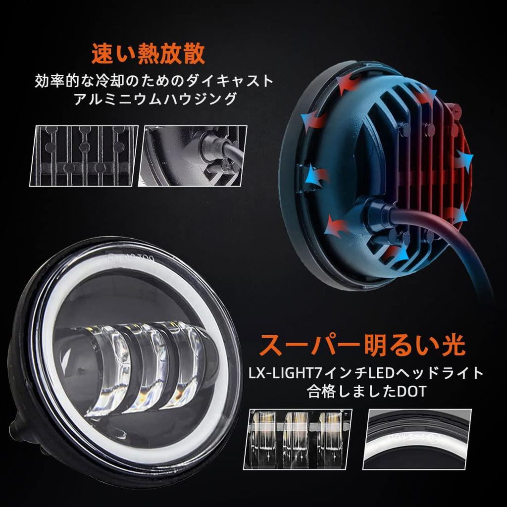 VOSICKY Harley-Davidson Motorcycle Universal Modification LED Fog Lights Auxiliary Lights with Angel Eyes 4.5-inch DC 12V/24V 30W High Brightness IP67