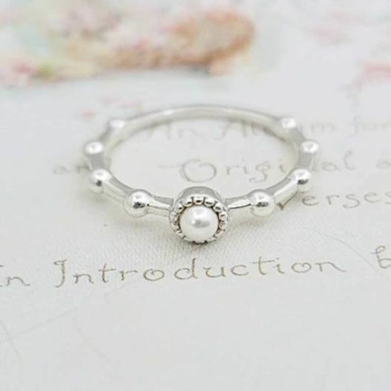 Ollia 925 Silber mehrlagiger Silberring Perle Silberring