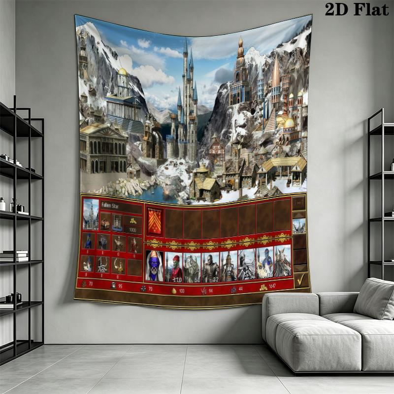 HoMM Game Wall Tapestry Aesthetic Wall Hanging Printed Fabric Blanket Decorative Tapestries for Bedroom Living Room Home Decor