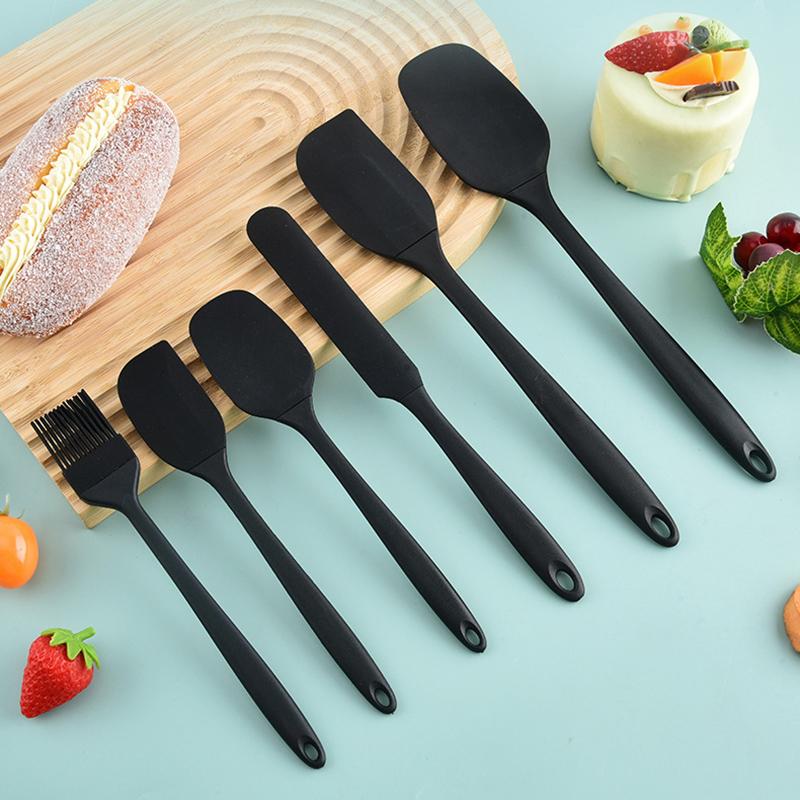 6-teiliges Silikonspatel-Set in Lebensmittelqualität mit hitzebeständiger Antihaftoberfläche und Marinierpinsel für den Heimgebrauch, zum Backen, Kochen und zur Dessertzubereitung