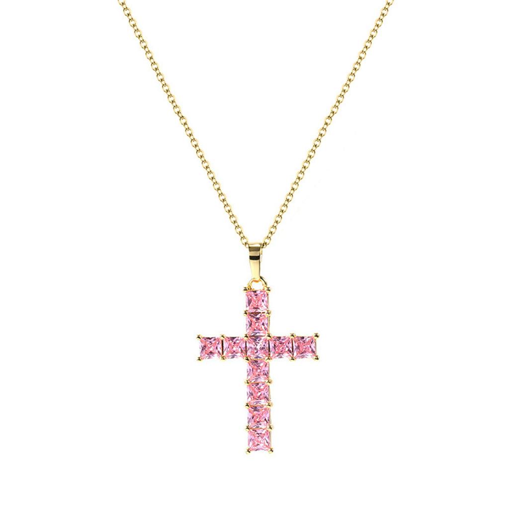 Cross-shaped Pendant Necklace Luxury Zirconia Delicate Accessories Anniversary Gift Women Statement Cross Necklaces