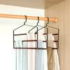 Multifunctional Iron Trouser Racks,3 Tiers Wardrobe Storage Rack for Towel Scarf Pants,Household Wooden Hangers for Save Space