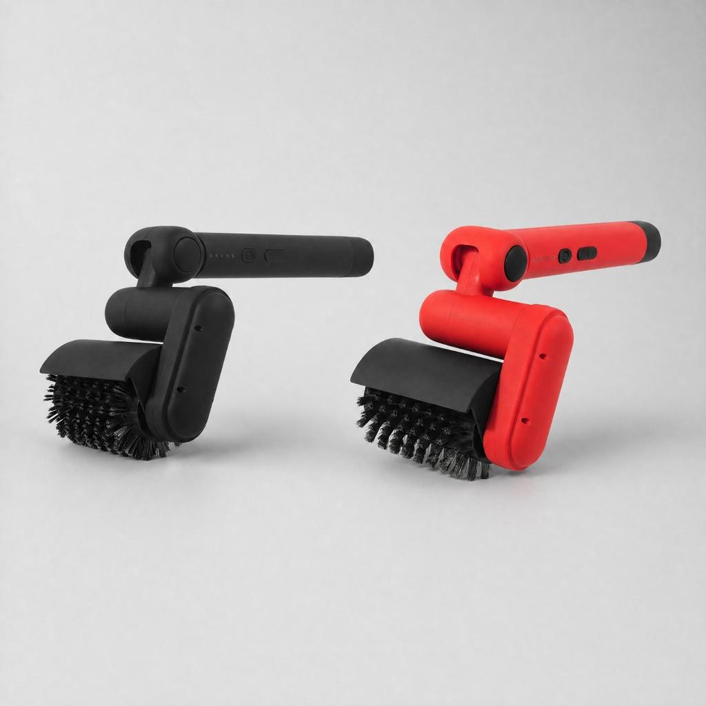 Powered Cleaning Brush Waterproof Electric with Scraping Edge Adjustable Angle Blk