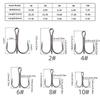 50Pcs/box Fishing Treble Hooks Set, High Carbon Steel Hooks Sharply Round Bend Treble Hooks Strong Barbed Fishing Hooks