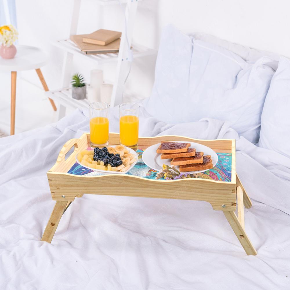 Kendin Yap Elmas Boyamalı Ahşap Yemek Tabağı Dekoratif Tepsi Saplı Elmas Mozaik Yemek Tepsisi Sofra Takımı Düzenleyici Tepsi Ev Dekorasyonu Hediye