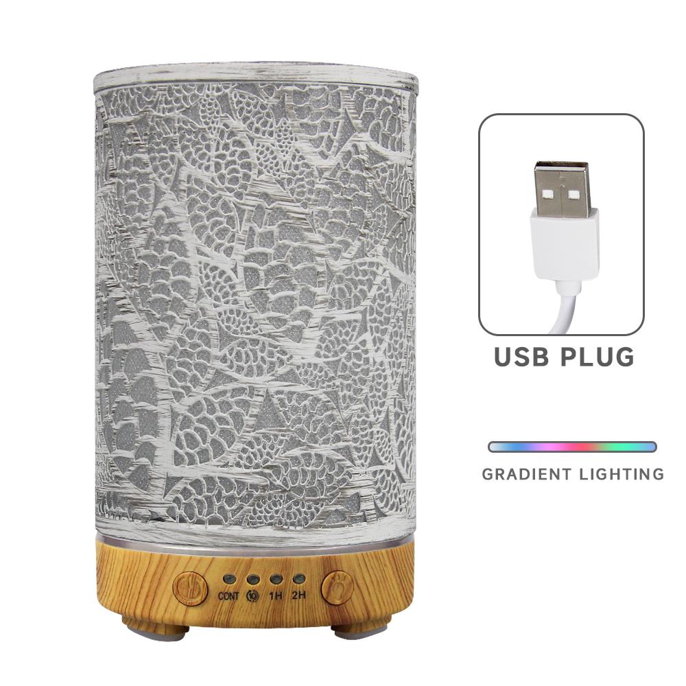 Decorative LED Night Light Timer Aroma Diffuser Hollow Leaves Ultrasonic Air Humidifier 7-color Atmosphere Lights for Bedroom