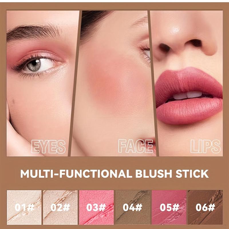 Natürlicher Multifunktions-Rougestift für das Gesicht, cremige Textur, langanhaltend, leicht zu verblenden, 5 Farbtöne erhältlich, tragbares Make-up für Wangen und Lippen