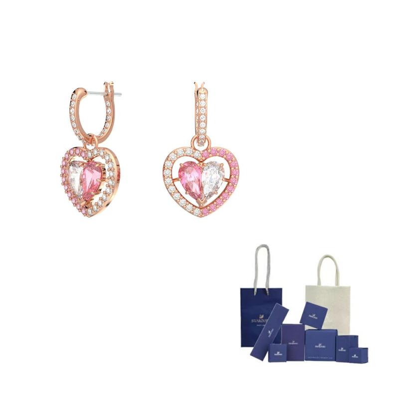 Swarovski Gema Earrings Womens F-Original Brand Box And Bag розового золота