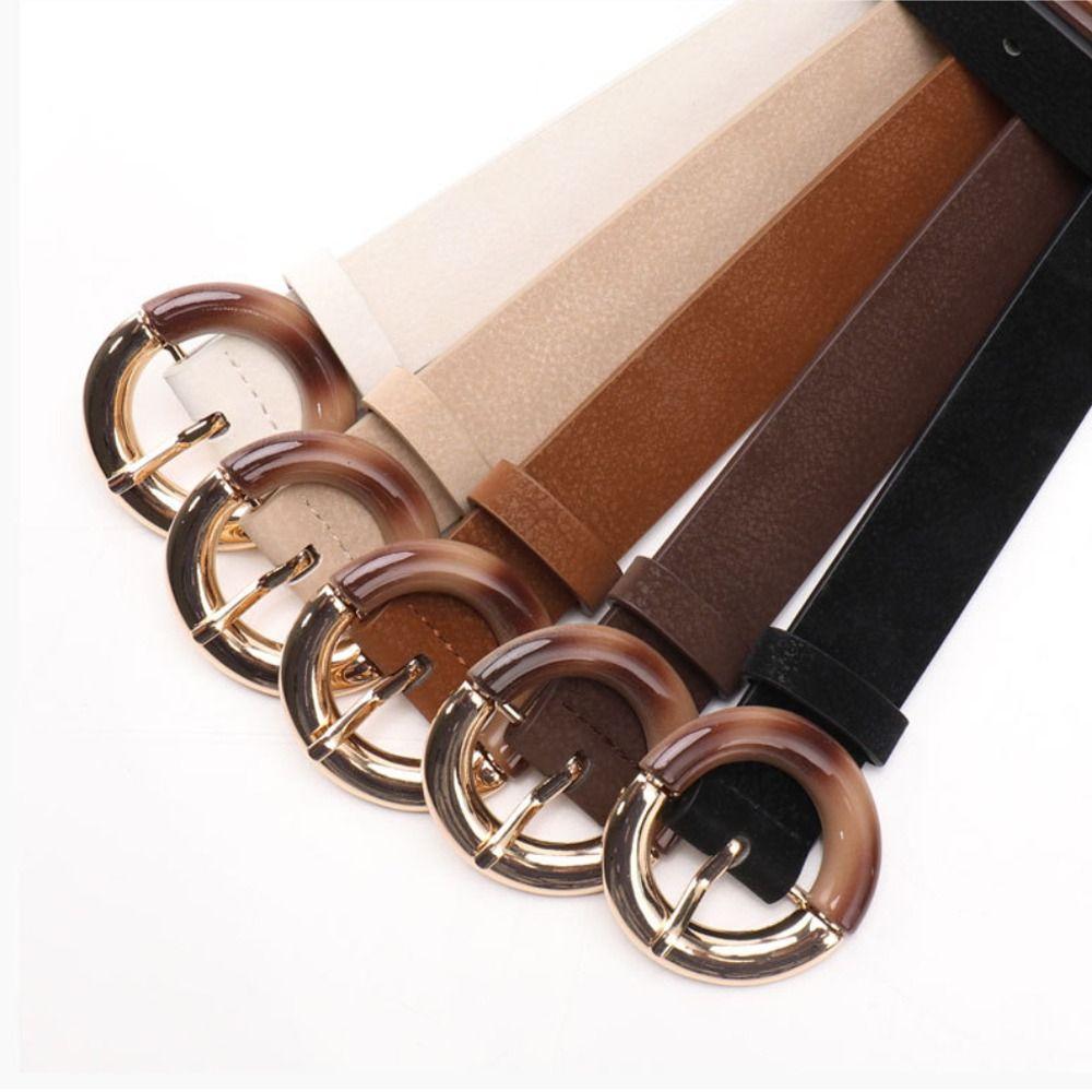 Alloy Metal Buckle Decorative Waistband Gradient Round Ring Buckle Versatile Waist Strap  For Women