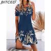 13 Color Women Floral Print Dress Summer Sexy Short Sleeve O-Neck Mini Dresses Female Vintage Elegant Dress