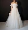 Korean Simple Organza One-word Shoulder White Wedding Dress Tube Top Thin Covering Arms Bride Wedding Trailing Dress Skirt