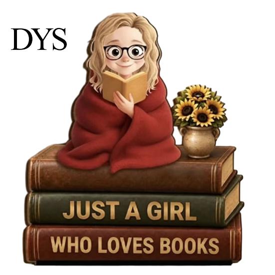Graduation Gifts for Students Wooden Reading Figurine Ornament, 2D Flat Decorative Signs Book Lovers, Birthday Presents Librarians Literary Decoration