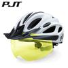 Matt Color 4 In 1 Bike Helmet With Sun Goggle & Sun Visor Rechargeable Adult Bicycle Helmet Sunglasses Road MTB Cycling Helmet