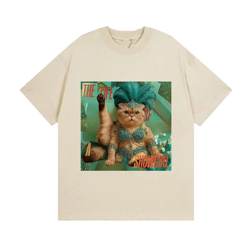 A Funny Cats Life A Showgirls Journey 2026 Graphic Tshirt for Unisex and Women Harajuku Fashion Oversized Cotton Tshirt