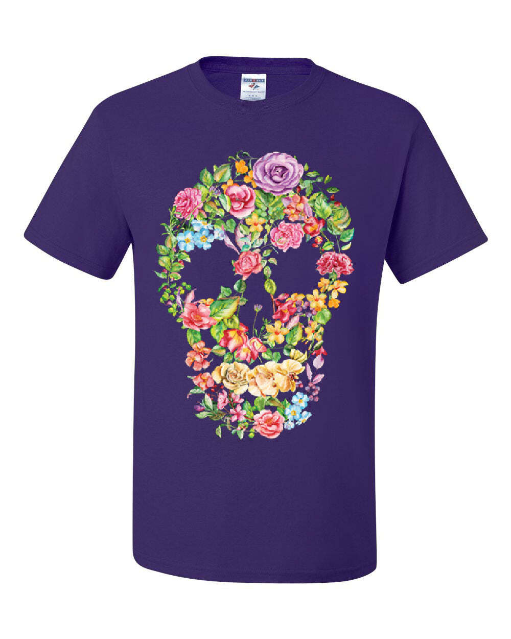 Flower Skull T-Shirt Sugar Skull Calavera Dia de los Muertos Tee Shirt S