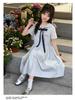 Girls' College Style Dress 2026 Summer New Navy Collar Strap Waist Skirt Western Short Sleeve Princess Dress