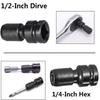 1/2" Square To 1/4" Hex Ratchet Socket Wrench Socket Adapter Spanner Set Drive Converter Universal Adaptive Impact Tool