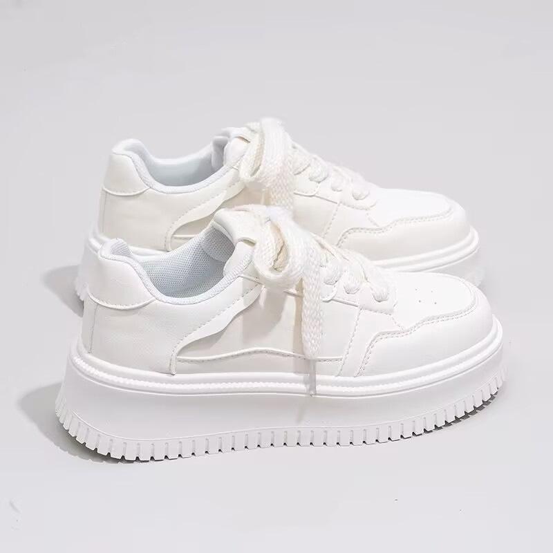 

Thick-soled muffin simple board shoes autumn height increase new sports and leisure shoes 35 белый