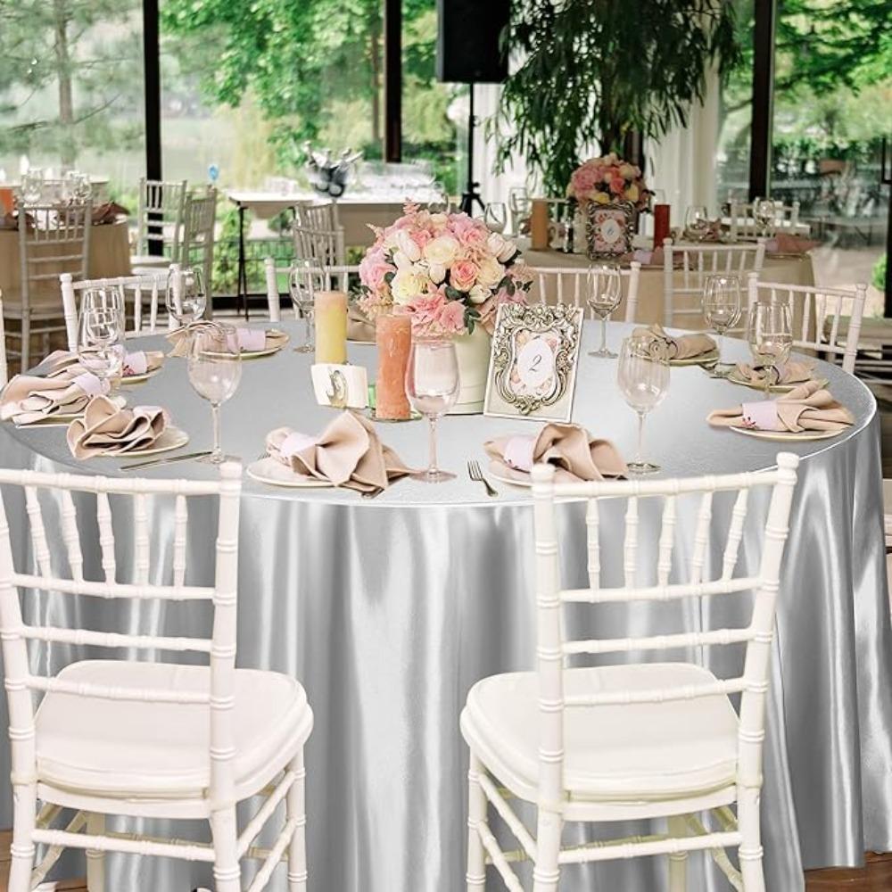 Bright Round Satin Tablecloth Imitation Silk Table Decoration Table Cover Christmas