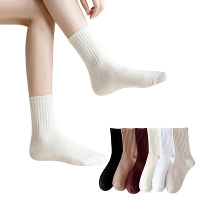 6 párů unisex bavlněné ponožky pro volný čas, pevná móda, všestranné ponožky prodyšné pohodlné pro posádku ponožky pro volný čas sportovní ponožky pro muže ženy