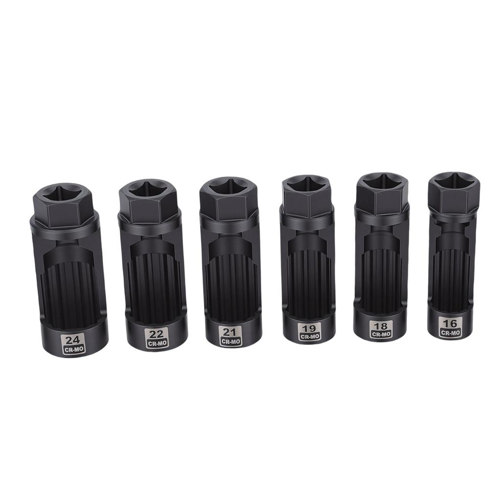 6ks Sada nástrčných klíčů na matice tlumičů 16mm 18mm 19mm 21mm 22mm 24mm   Sada klíčů pro demontáž matic tlumičů