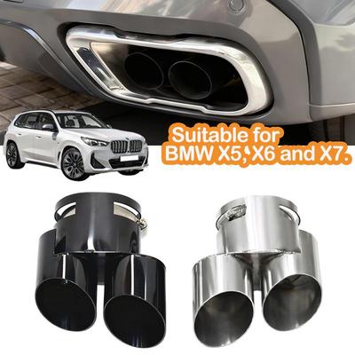 BMW X5 X6 X7 Quad Exhaust Tips G05 G06 G07 Dual Outlet Tail Nozzle Add-on