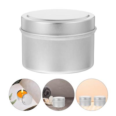 4Pcs Small Round Metal Jars DIY Empty Tin Containers for Aromatherapy Candles Crafting Home Decor Storage Votive Tea