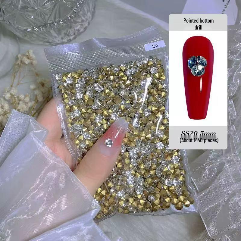 3D Pointed Back Czech Rhinestones Nail Art Decorations - 1440 Pieces