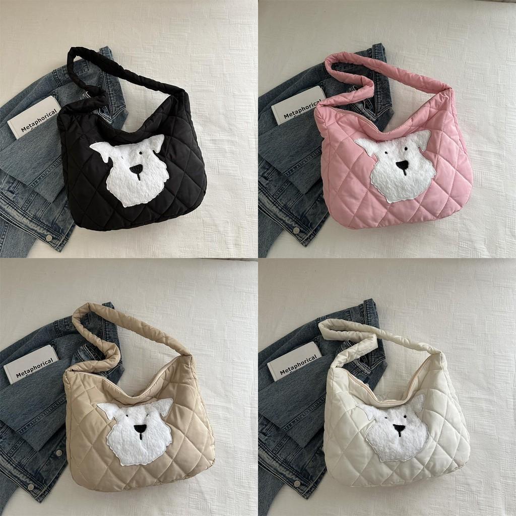 Chic And Spacious Cotton Tote Bag For Women In Black Pink Khaki And White