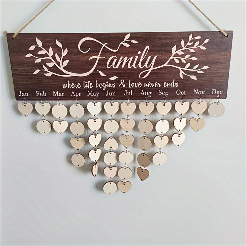 1pc High-quality DIY Wooden home decoration acces Family Birthday Calendar Wall Hanging Memorial Day Tracker Plaque Wall-mounted