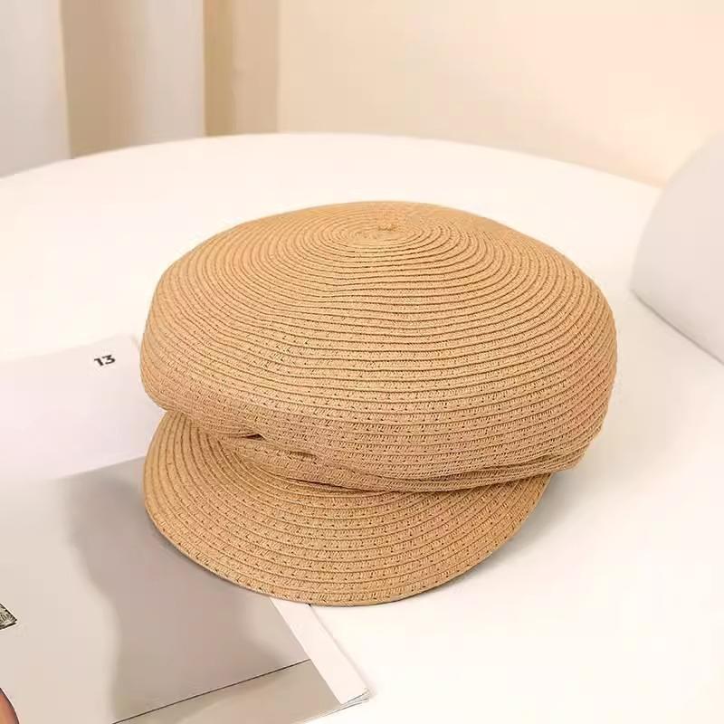 New Summer Casual Sun Protection Bere Baseball Cap Korean Version Straw Woven Wrinkled Newspaper Baby Hat Women's Star Anise Hat Trend