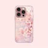 Art Cherry Blossoms Pattern Metallic Paint Glass Hard Phone Case For iPhone 17 Pro Max 11 12 13 14 15 16 Plus 16E 17Air Cover