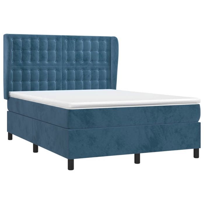 3129457 vidaXL Divan-lit Et Matelas Bleu Foncé 140x200cm Velours