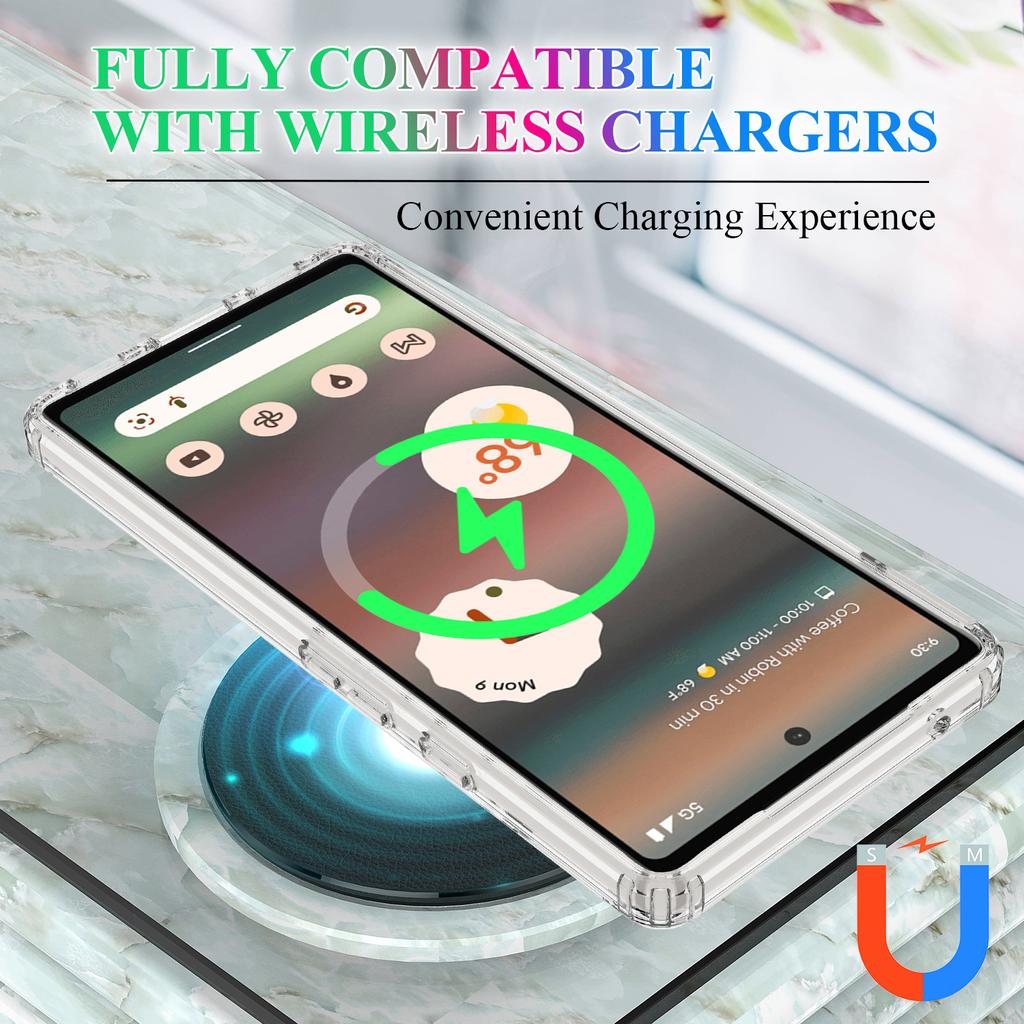 For Google Pixel 6a Case Transparent Magnetic Phone Cover Compatible with MagSafe