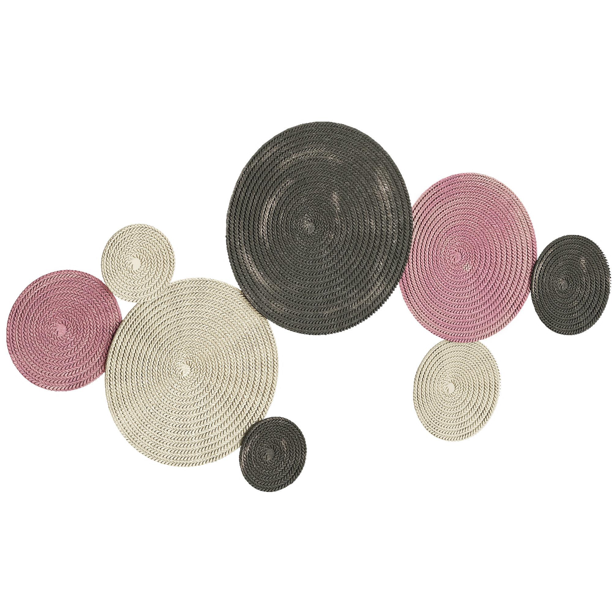 Wanddeko-Set im Scheibendesign, 8 Metallscheiben, Vielseitig, Mehrfarbig 110 x 7 x 58 cm