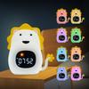 Big White Bear Lion Alarm Clock Light, Children's Companion Gift Light, Pat-Controlled Color-Changing Silicone Night Light