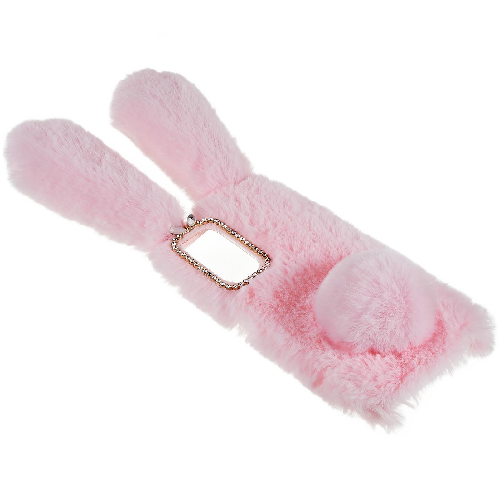 

Для Xiaomi Редми Примечание 11 4G (Qualcomm) Пушистый чехол с кроличьими ушками, мягкий плюшевый, гибкий ТПУ, декор стразами, задняя крышка Pink