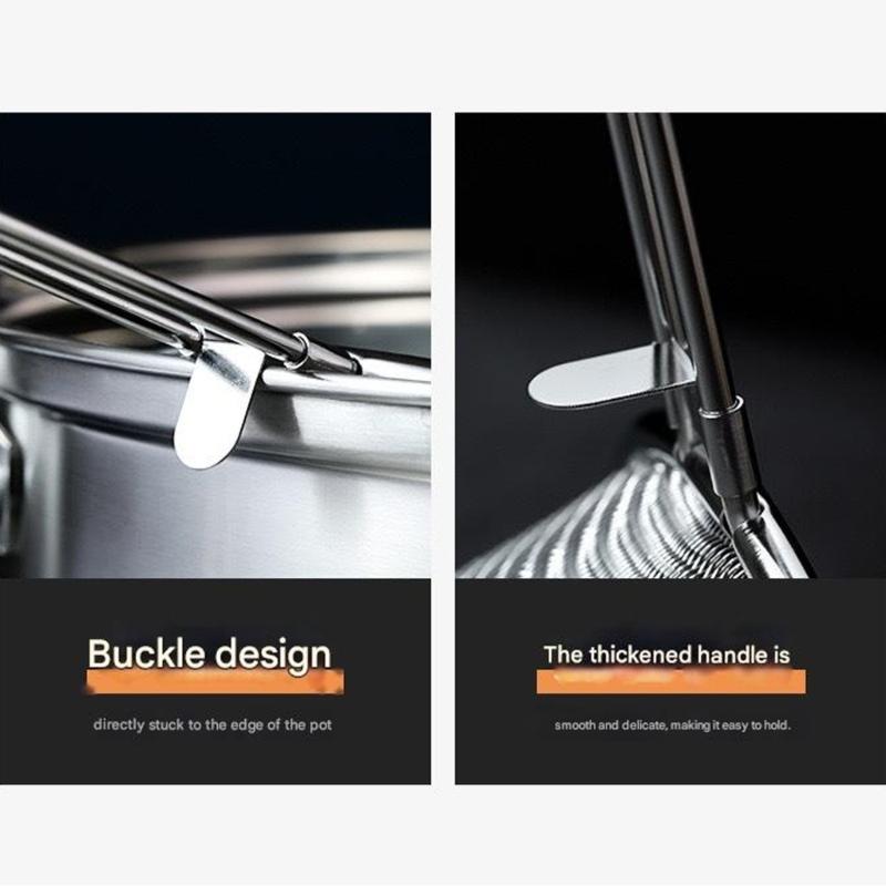 Edelstahl-Sieb mit feinen Löchern Korrosionsbeständiges Küchenwerkzeug Abseiherlöffel mit langem Griff