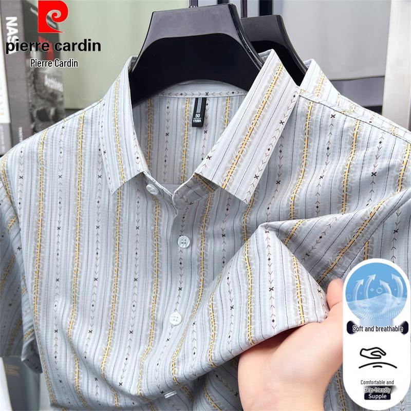 Pierre Cardin Men s Summer Vertical Stripe Short Sleeve Shirt 185