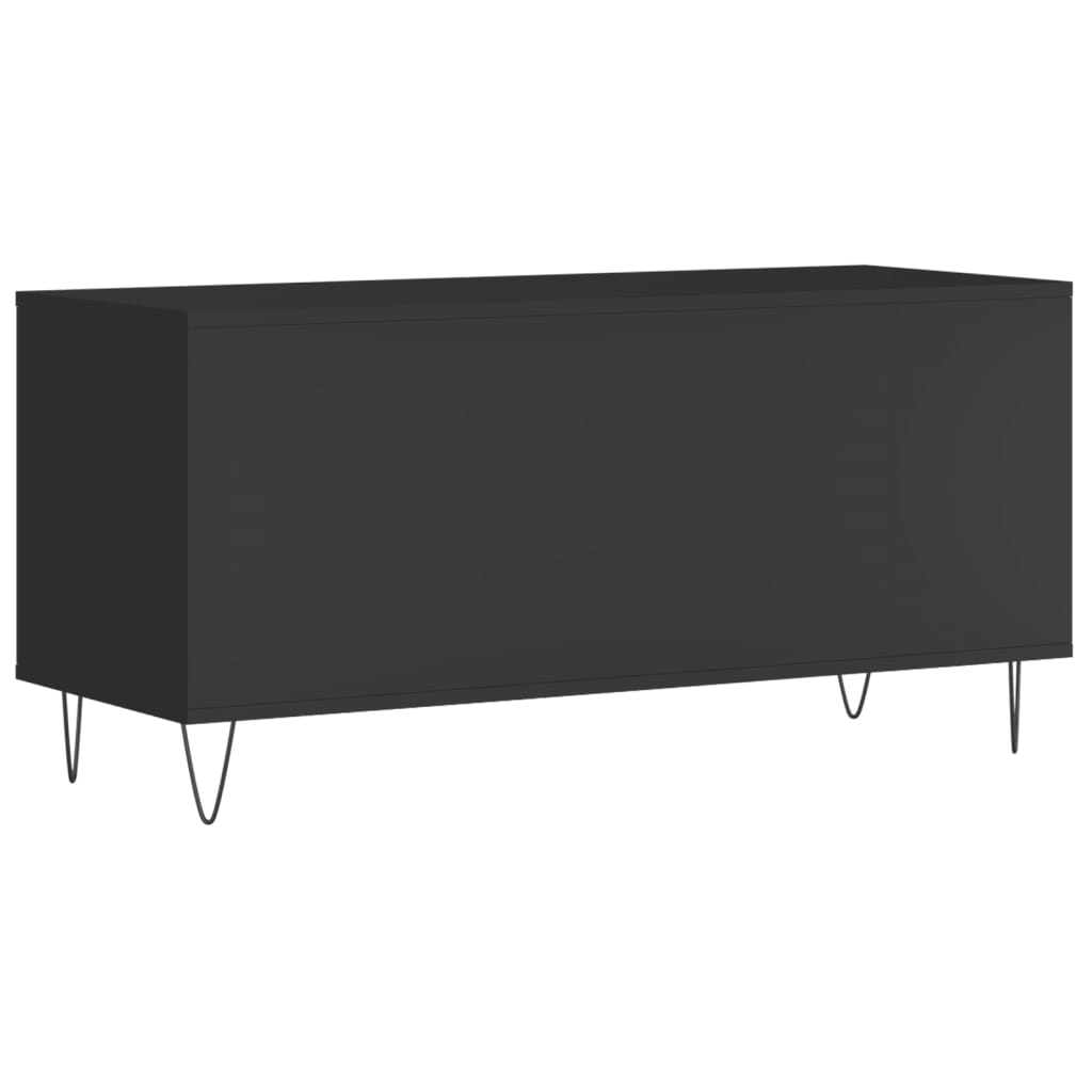 Black Storage Shelf, Living Room Side Cabinet, Storage Cabinet for Magazine Vases and Decorative Items, V-shaped Legs, 100x38x48 Cm