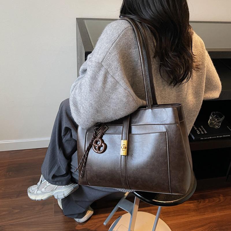 Yogodlns Geantă de mână nouă Geantă de damă Navetă Muncă Capacitate mare Geantă tote de umăr la modă Retro