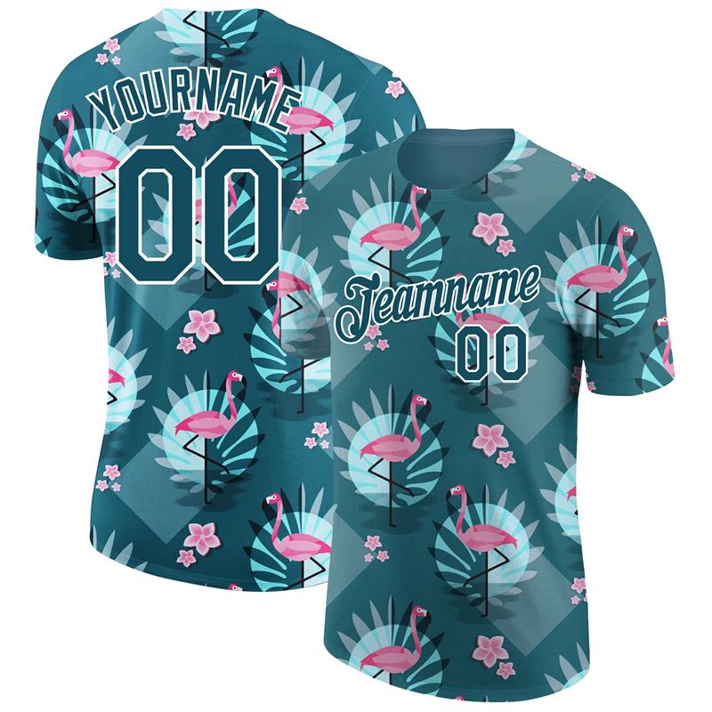 ETST WENDY Flamingo Grafisch 3D Print Aangepaste Naam Jersey Heren T-shirt Sneldrogend Korte Mouw Sportschool Sport Fitness Hawa&iuml;aanse Stijl T-shirts L
