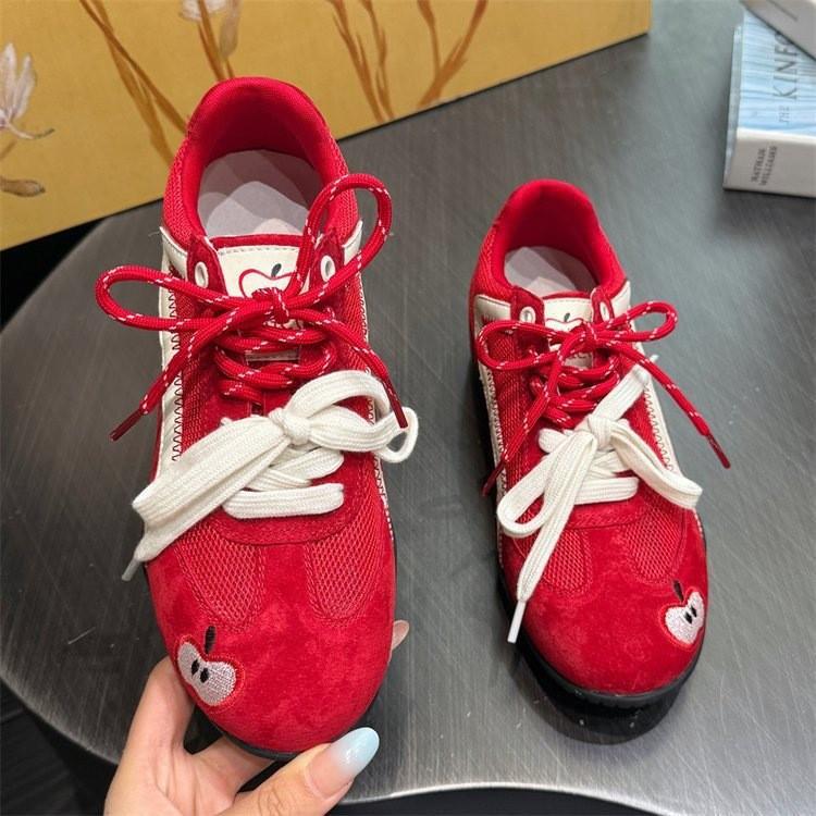 Mesh Breathable Women's Shoes Platform German Training Shoes Women's 2025 Summer New Versatile Casual Shoes Retro Sports White Shoes