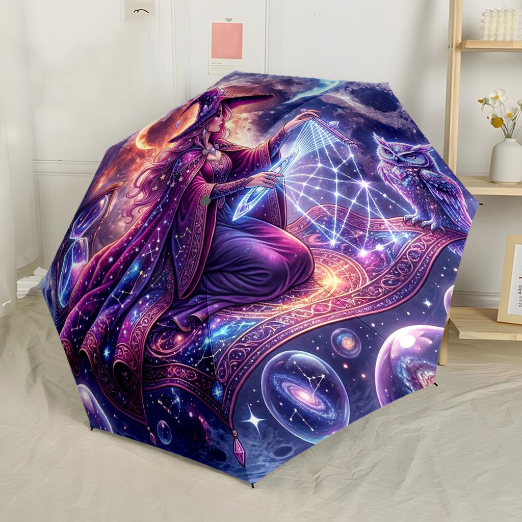 Magical Cosmic Meditation Outdoor Automatic Umbrella Compact 8-Rib Lightweight Sturdy Construction All-Season Umbrella for Travel Fashion Lovers